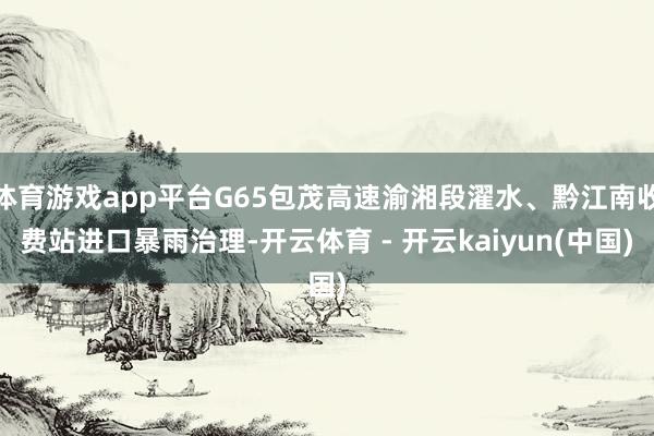 体育游戏app平台G65包茂高速渝湘段濯水、黔江南收费站进口暴雨治理-开云体育 - 开云kaiyun(中国)